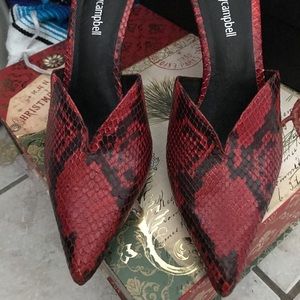 Jeffrey Campbell Red Snakeskin Mule